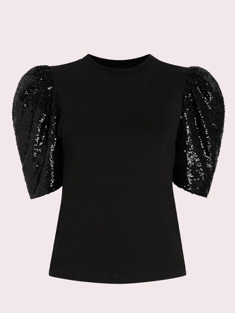 Cinq A Sept Kendra Sequin Sleeve Top in Black NWOT, Size L
